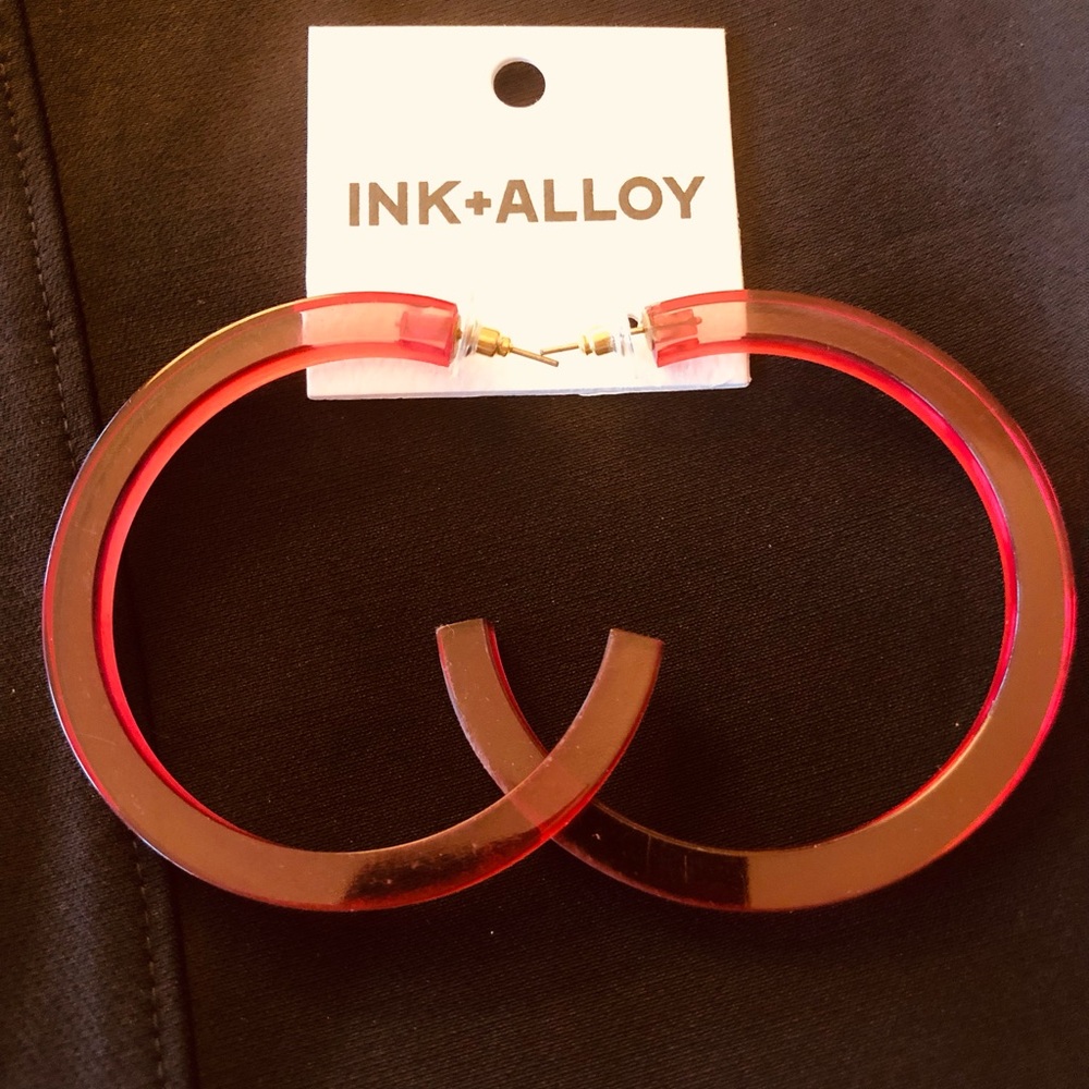 INK+ALLOY Vibrant Red Hoop Earrings - Picture 2 of 4
